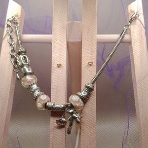 Chic Silver and Pink Beaded Bracelet